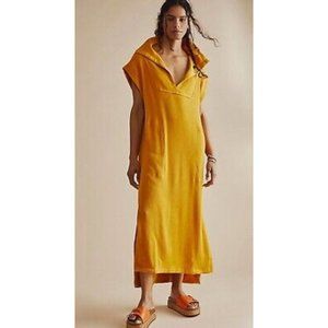 Free People FP Beach Ryan Golden Ribbed Midi Summer Dress Size XS